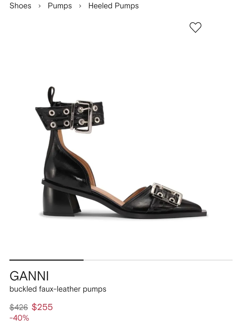 Ganni Black Pointed Buckle Ankle-Strap Heels With Box And Dust bag - Picture 4 of 5